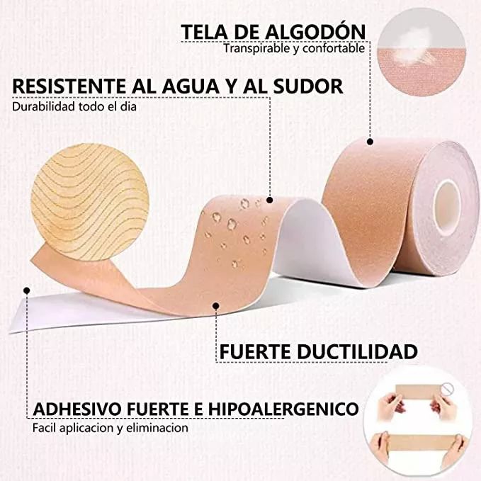  Cinta Levanta Busto Invisible Push Up Brasier Strapless, Boop Tape 5m +10 Protectores
