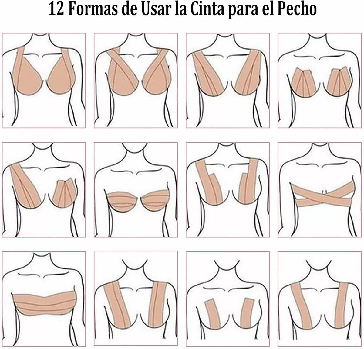  Cinta Levanta Busto Invisible Push Up Brasier Strapless, Boop Tape 5m +10 Protectores