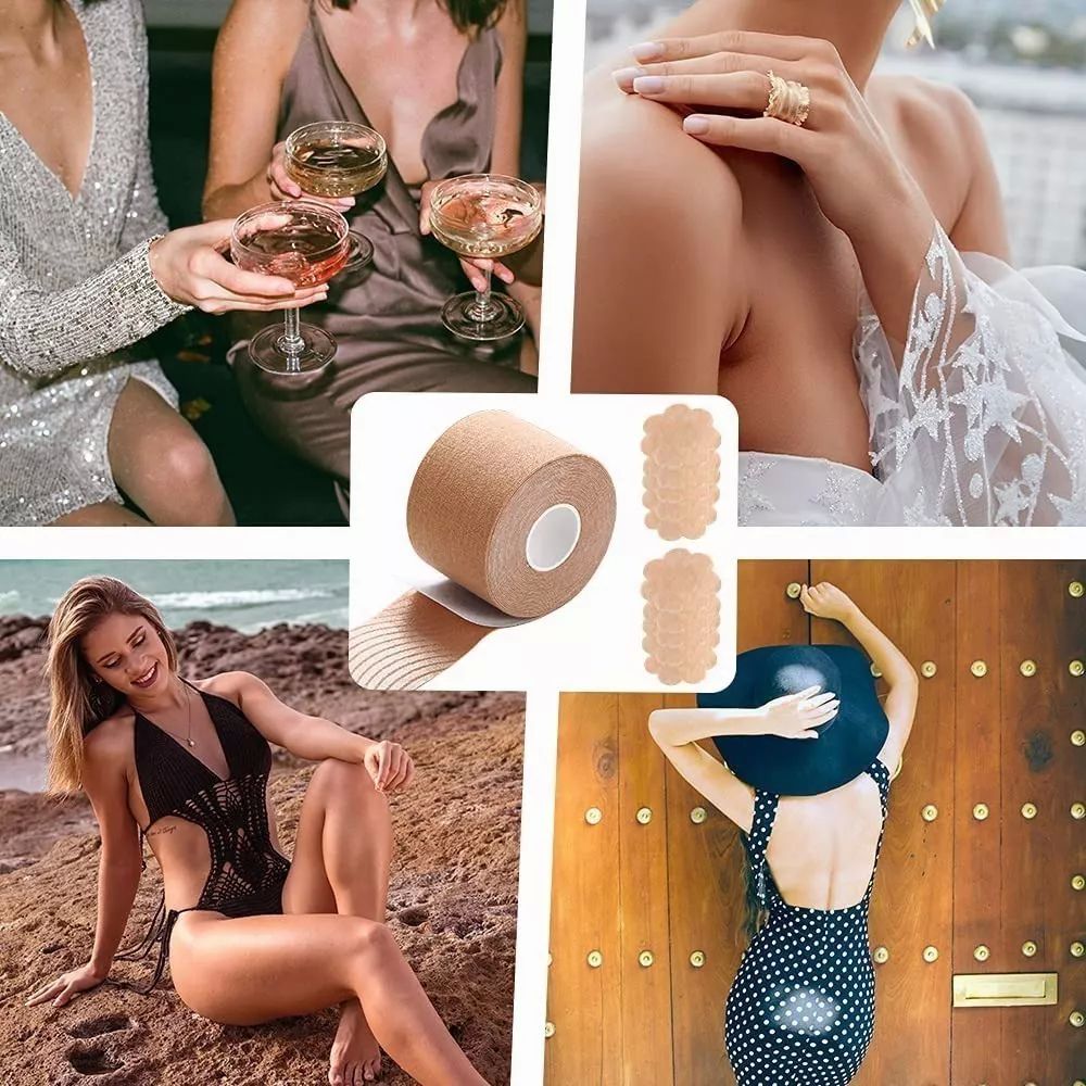  Cinta Levanta Busto Invisible Push Up Brasier Strapless, Boop Tape 5m +10 Protectores