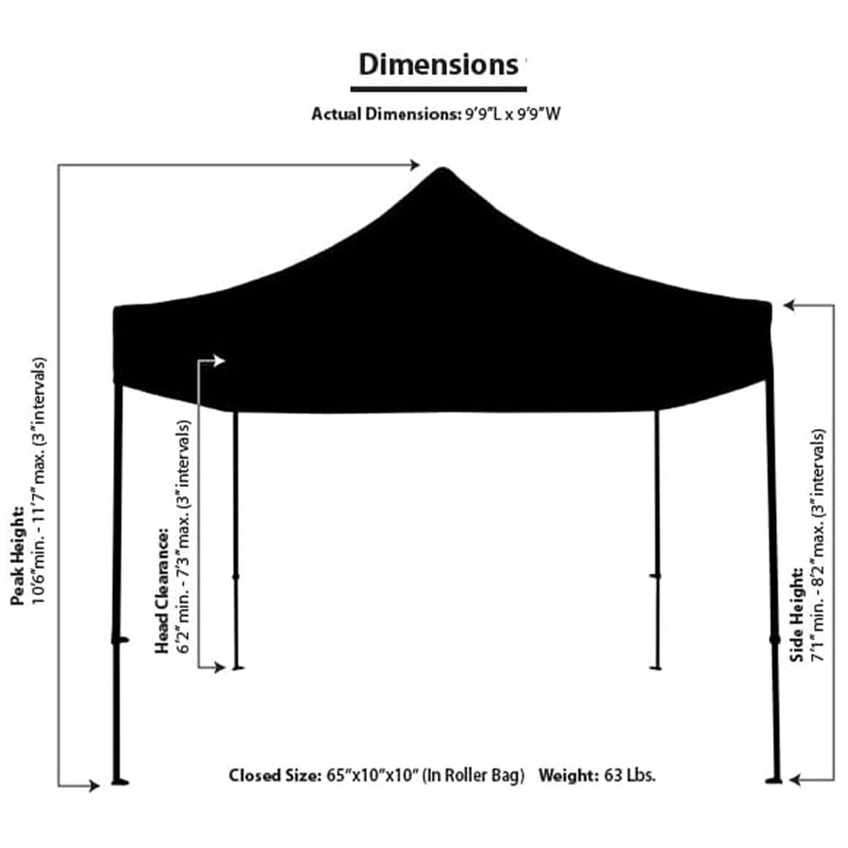 Toldo de 3 x 3 m King Canopy Festiva FSSHST10WH SMS