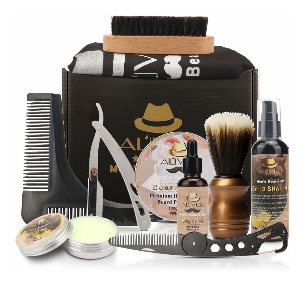 Kit Cuidado De Barba Para Hombres Bigote 12 Piezas FUNBU