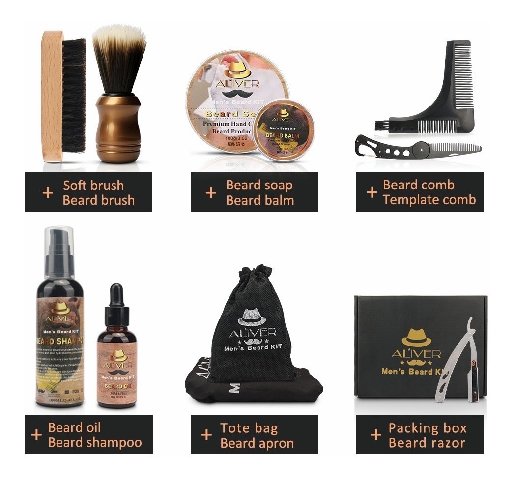 Kit Cuidado De Barba Para Hombres Bigote 12 Piezas FUNBU