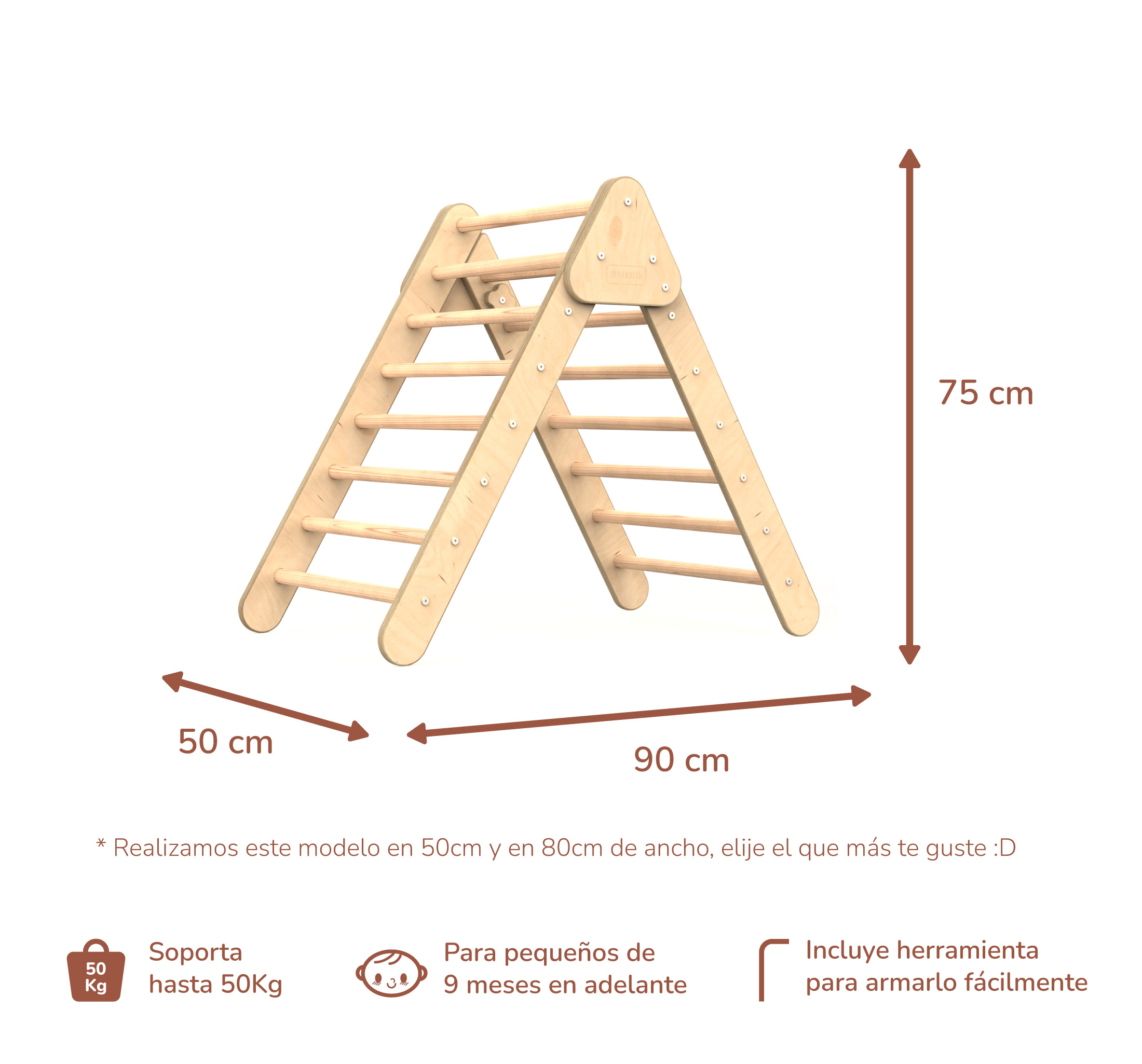 Triángulo De Escalada Plegable Pikler (Natural)