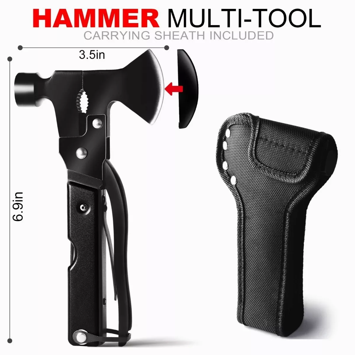 Multiherramienta Portatil Martillo Y Hacha 14 En 1 Con Funda