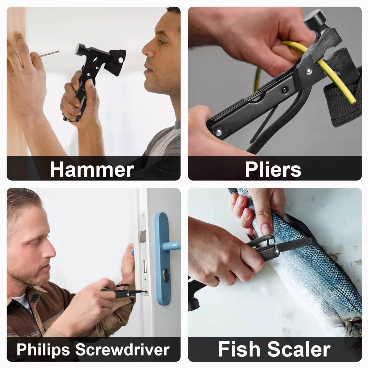 Multiherramienta Portatil Martillo Y Hacha 14 En 1 Con Funda