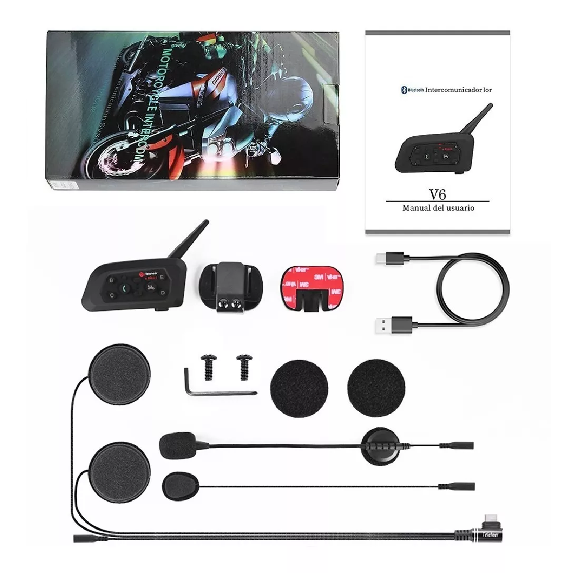 Intercomunicador Motocicleta Para Casco Bluetooth 1pcs, Ip65