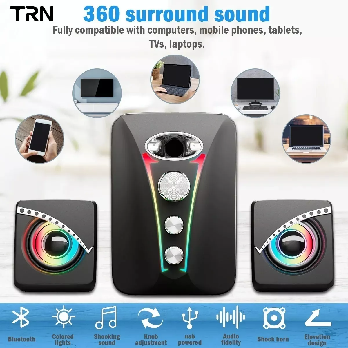 Bocinas Para Pc 2.1 Subwoofer Bluetooth 5.0 Altavoces