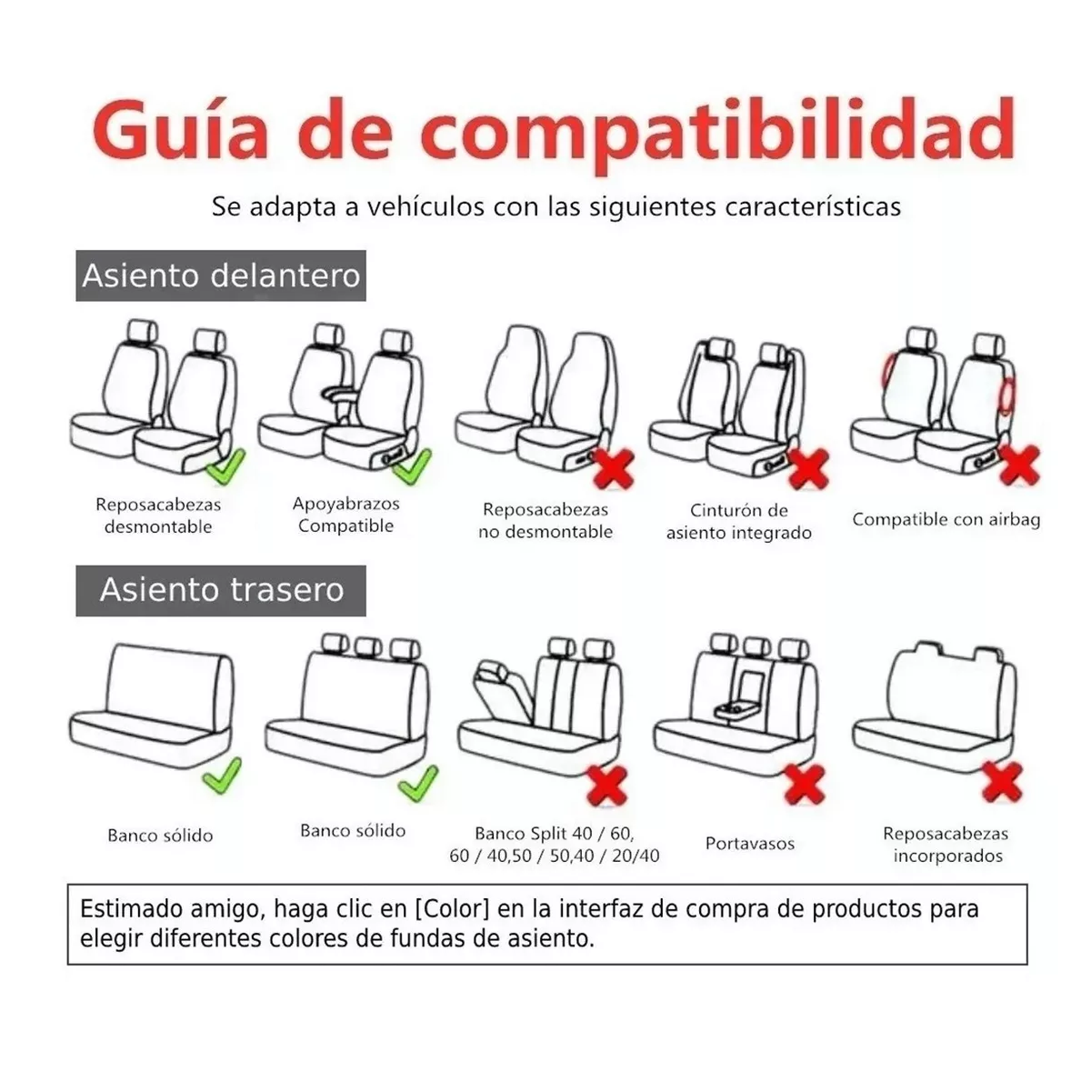 Juego Funda De Asiento De Coche De Tejido De Poliéster Universal