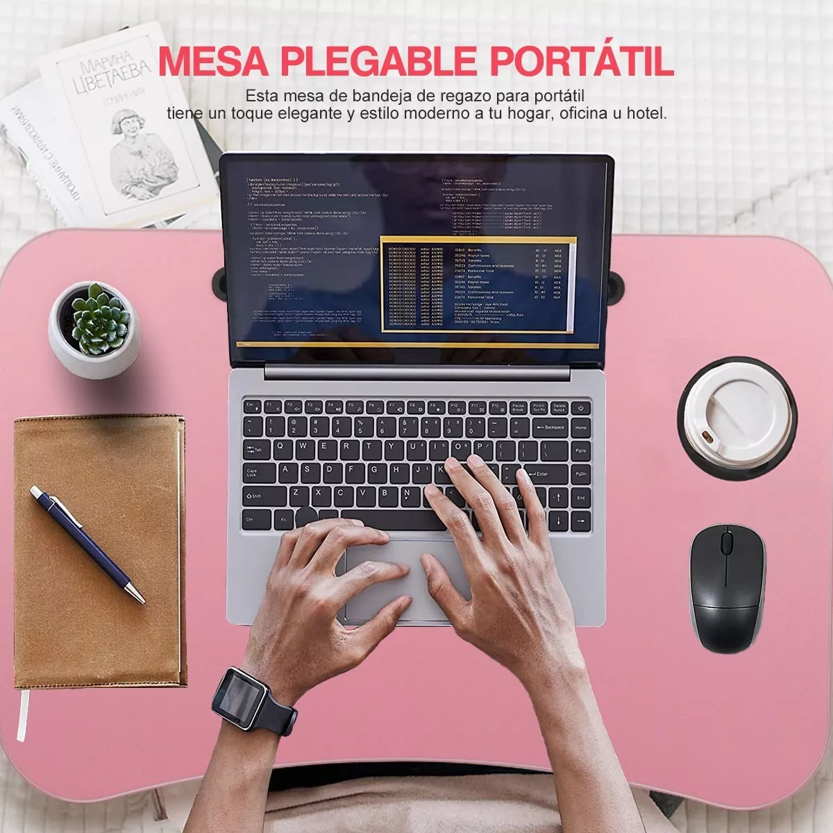 Mesa Plegable Portátil Soporte Laptop Rosa
