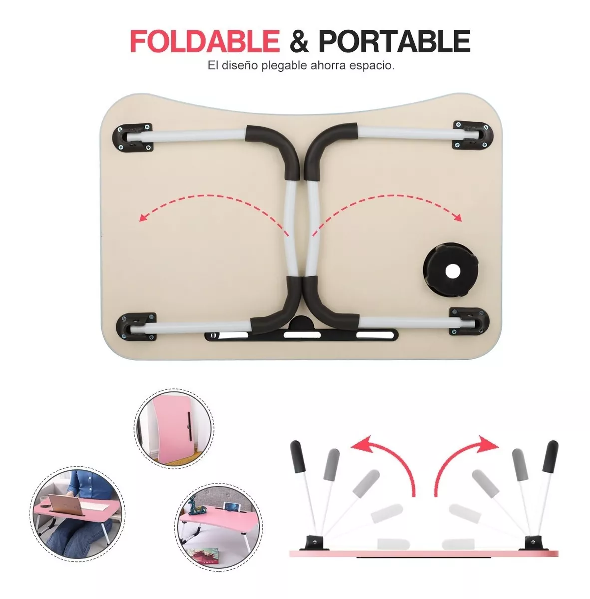 Mesa Plegable Portátil Soporte Laptop Rosa