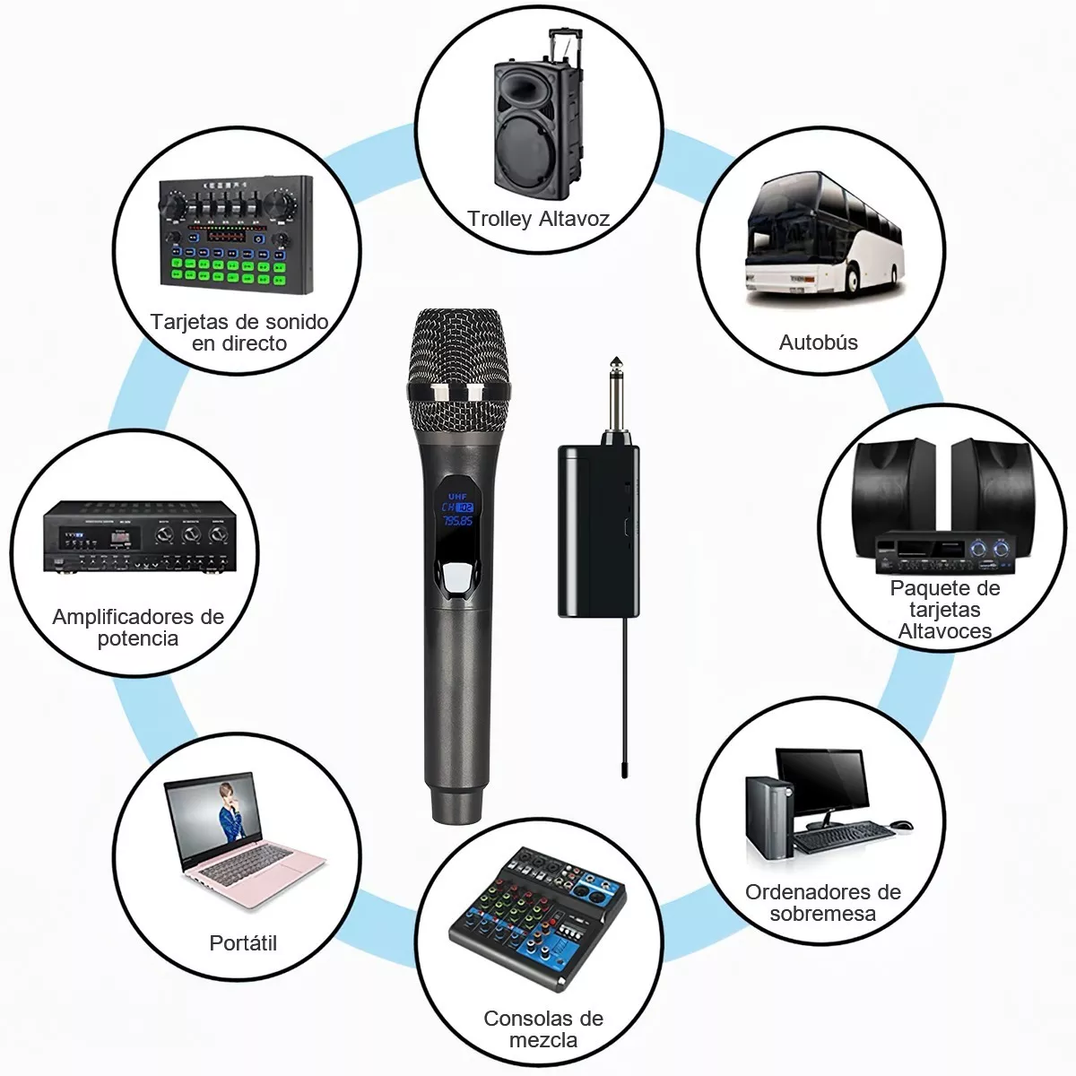  Microfono Inalambrico Recargable General Karaoke Profesional 