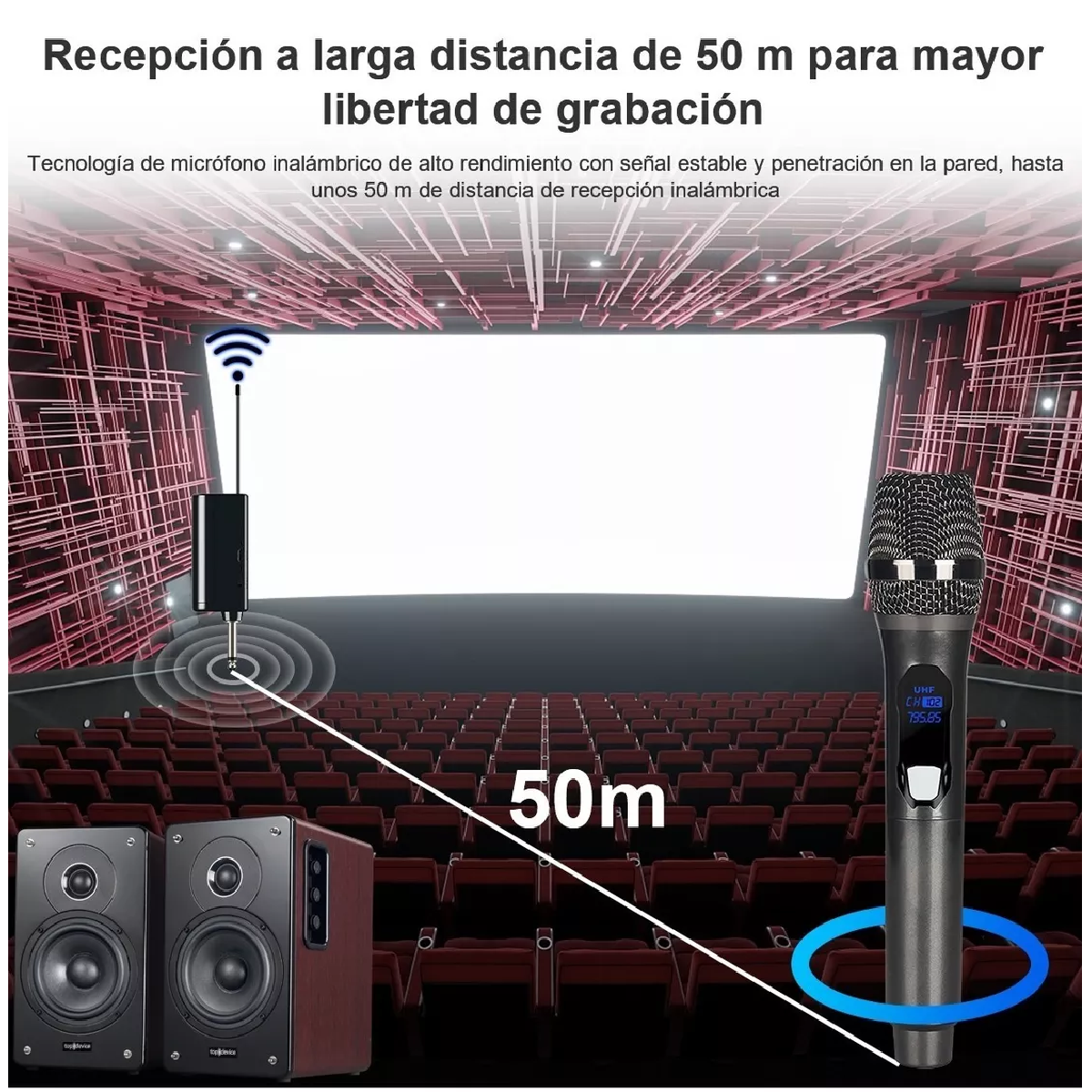  Microfono Inalambrico Recargable General Karaoke Profesional 
