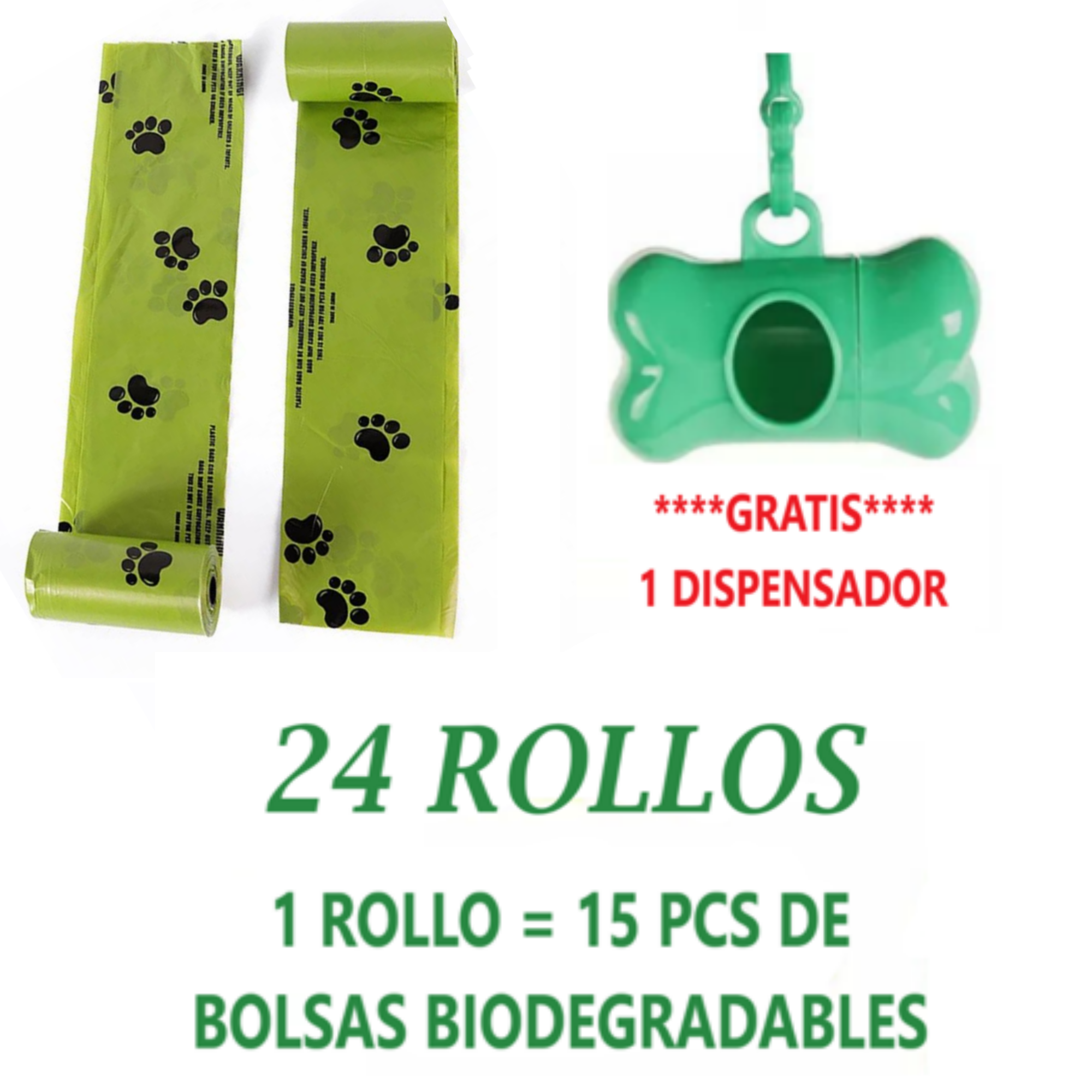 360 Bolsas Biodegradable Con Dispensador Para Popo De Perro