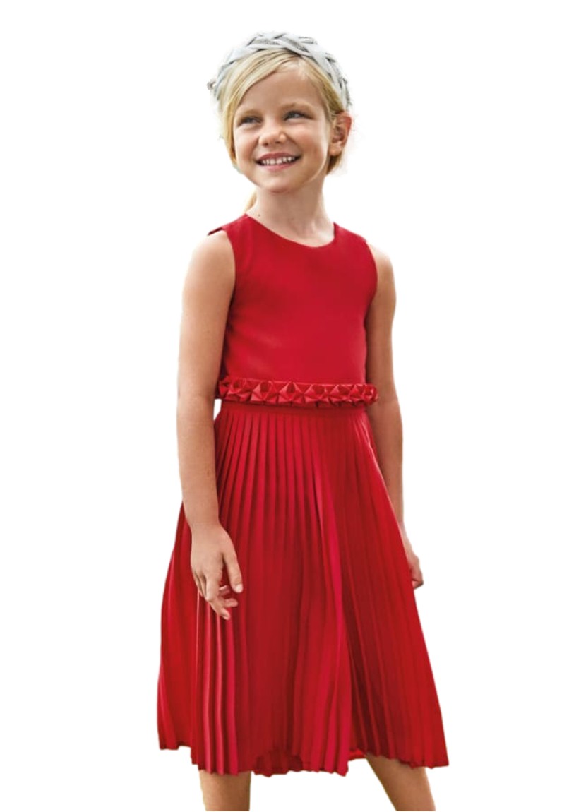 Mono largo con pantalón plisado para niña años color rojo
