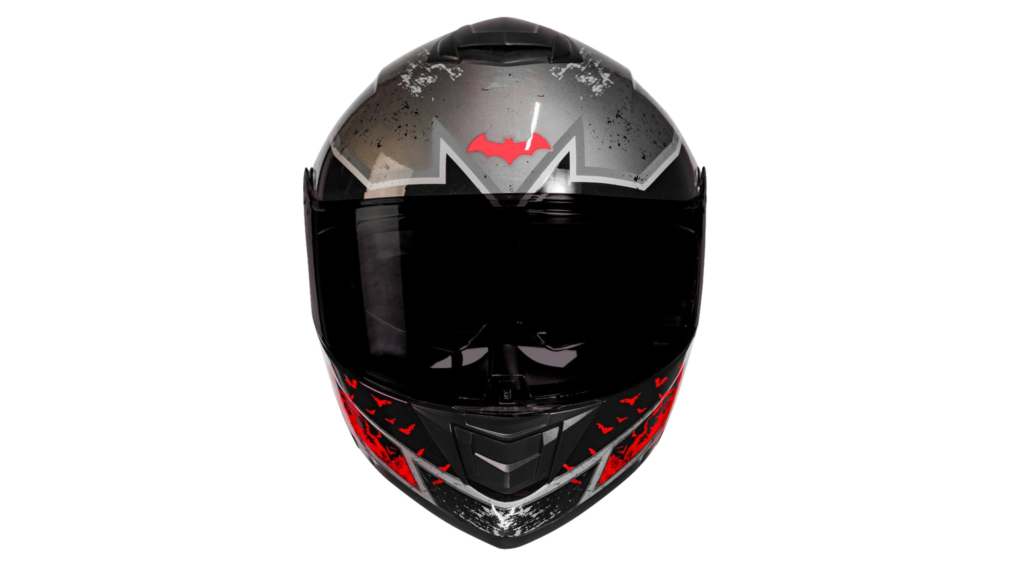  CASCO KOV BATMAN  ZERO ROJO ABATIBLE  CON LED DC COMICS CERTIFICADO DOT