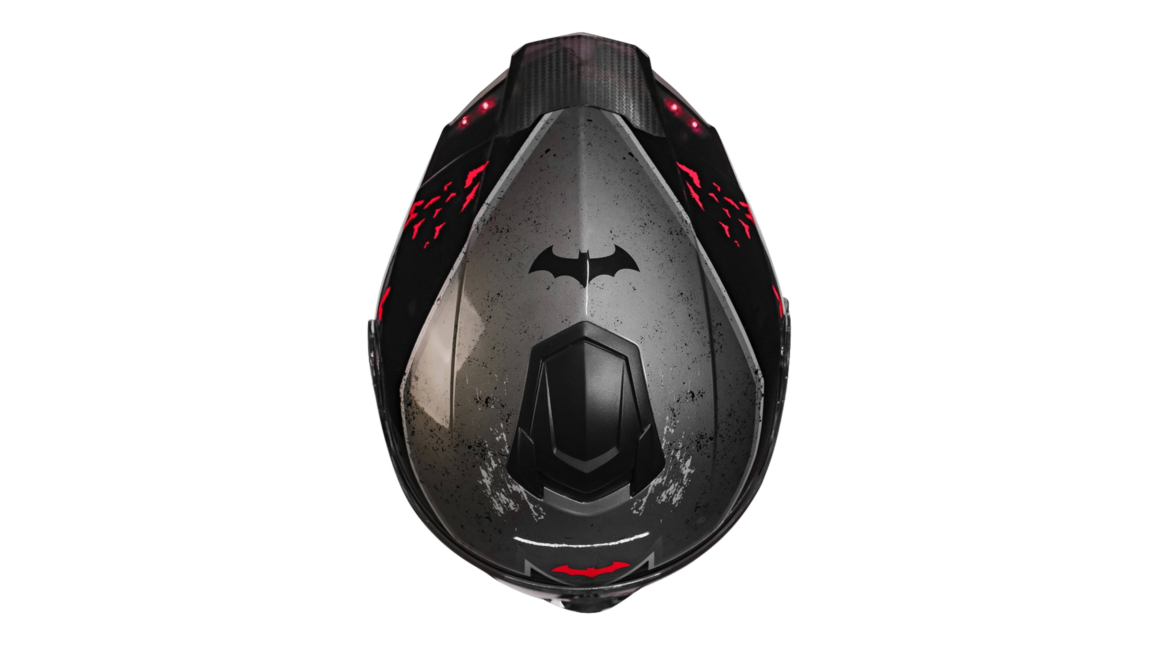  CASCO KOV BATMAN  ZERO ROJO ABATIBLE  CON LED DC COMICS CERTIFICADO DOT