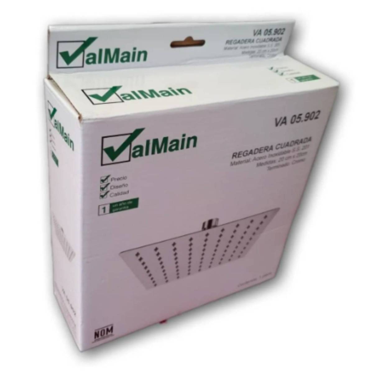 Regadera Cuadrada De Acero Inoxidable, Medida 20x20 Cm, Resiste Alta Presión O Hidroneumático, Marca