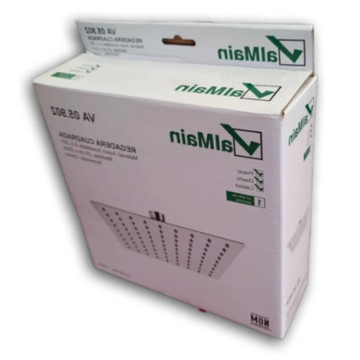 Regadera Cuadrada De Acero Inoxidable, Medida 20x20 Cm, Resiste Alta Presión O Hidroneumático, Marca