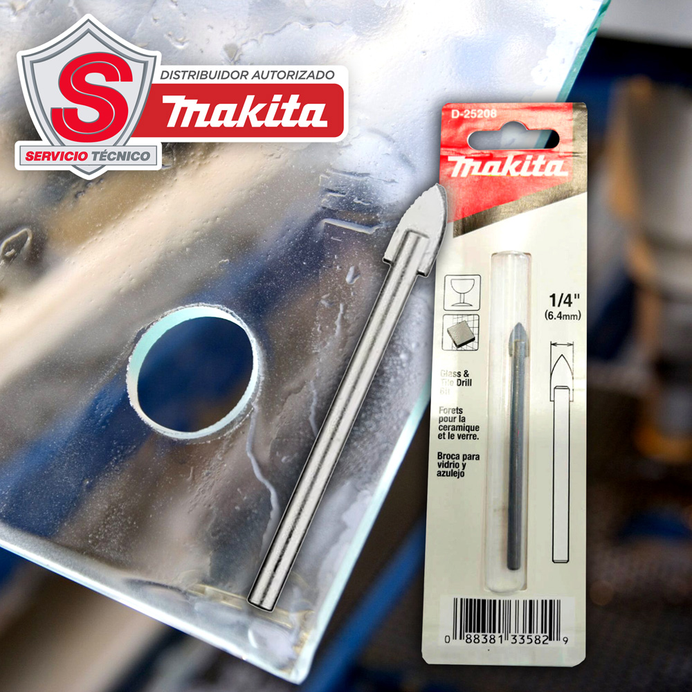 Broca Para Vidrio 1/4 X 3 Makita D-25208 Original