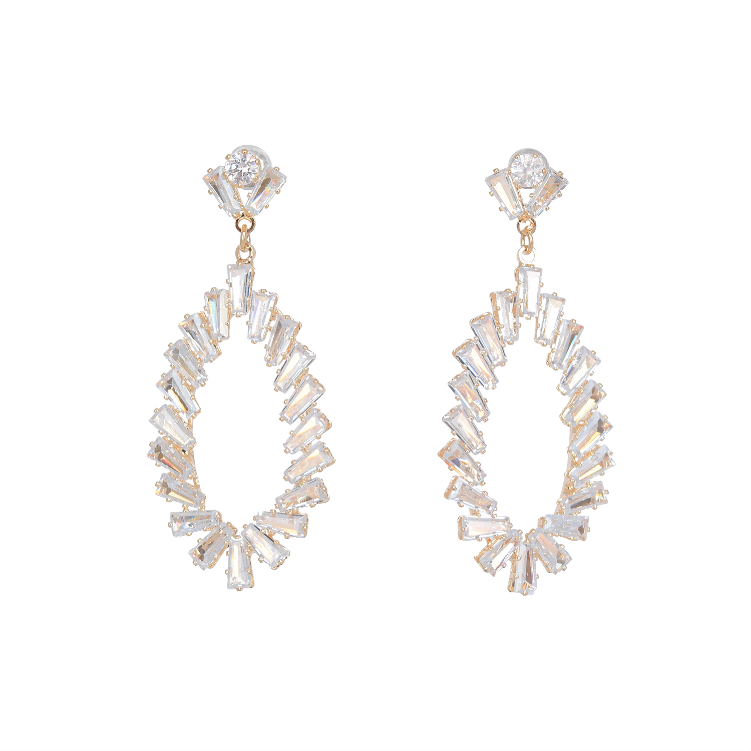 Aretes Largos De Fiesta Elegantes Con Cristal Hojitas Gota