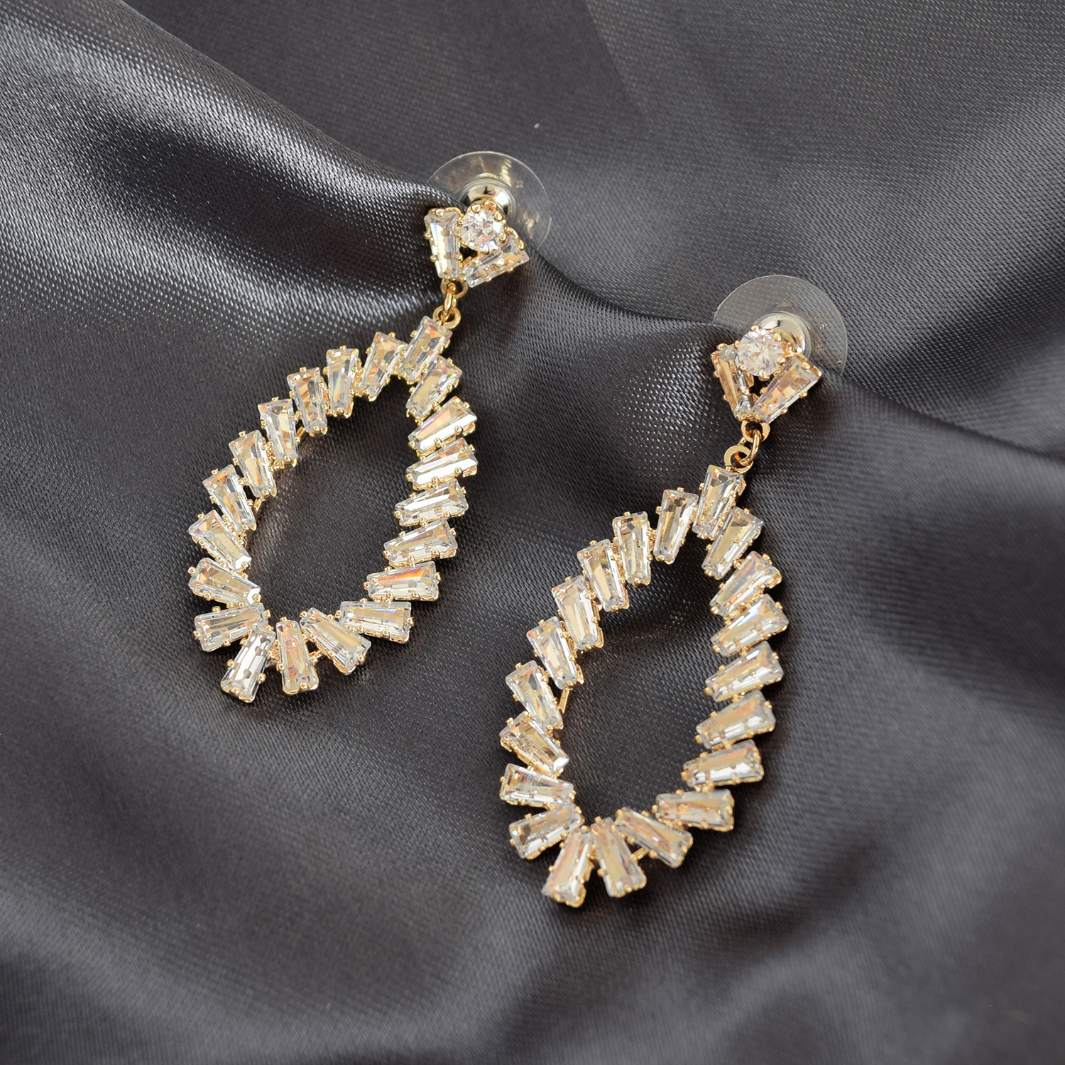 Aretes Largos De Fiesta Elegantes Con Cristal Hojitas Gota