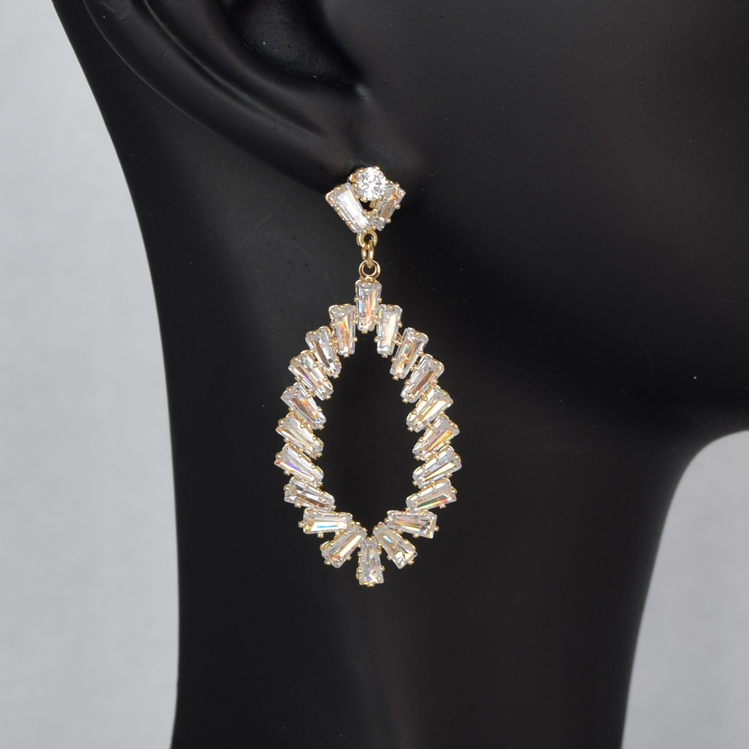 Aretes Largos De Fiesta Elegantes Con Cristal Hojitas Gota