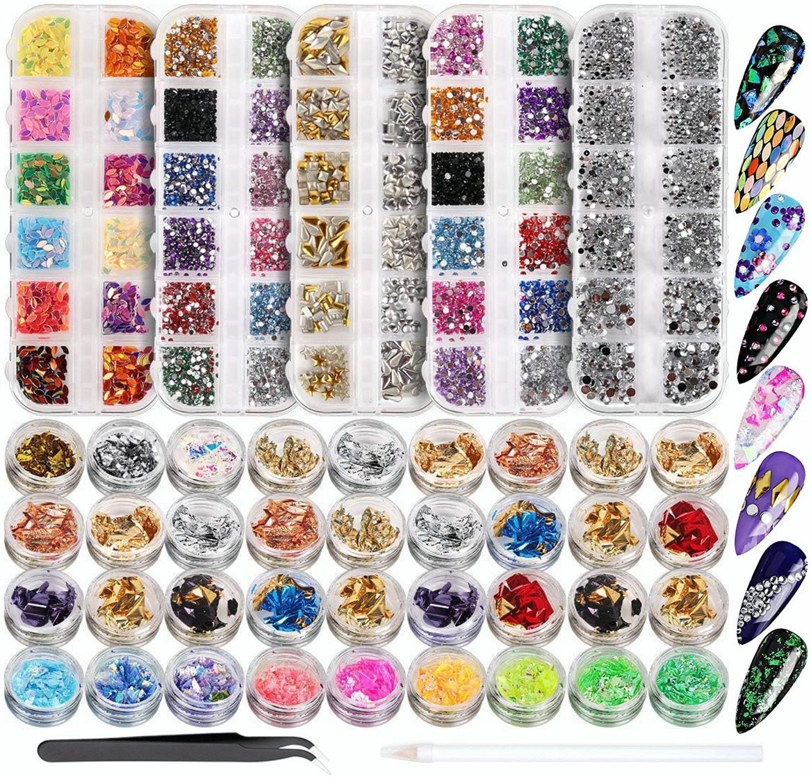 Pedrería Decoración Uñas 11440pcs 36 Macetas Foil Para Uñas FUNBU