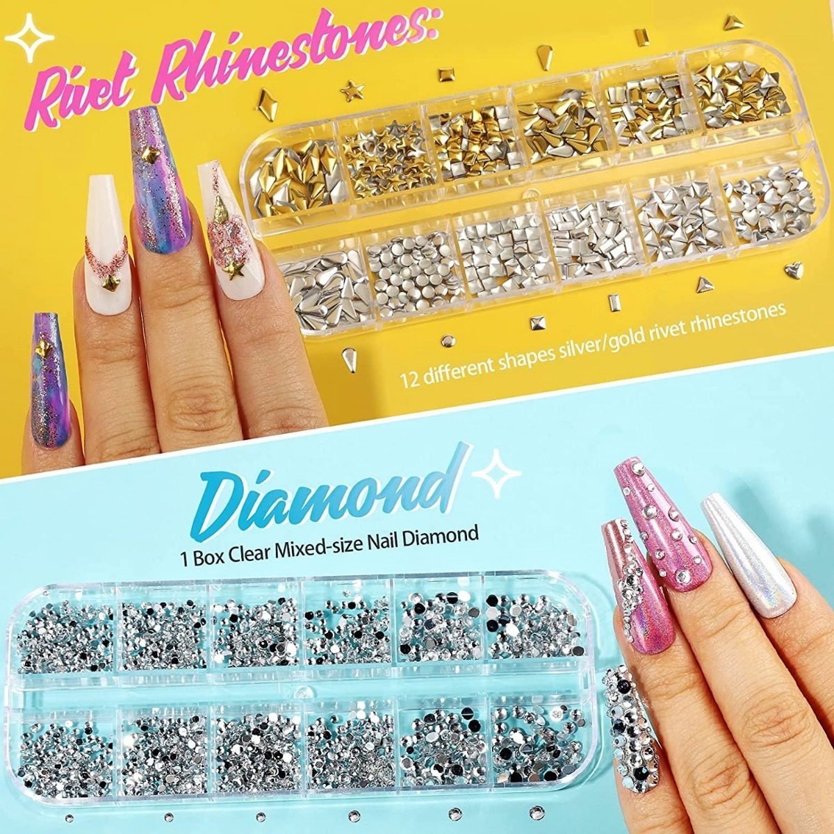 Pedrería Decoración Uñas 11440pcs 36 Macetas Foil Para Uñas FUNBU