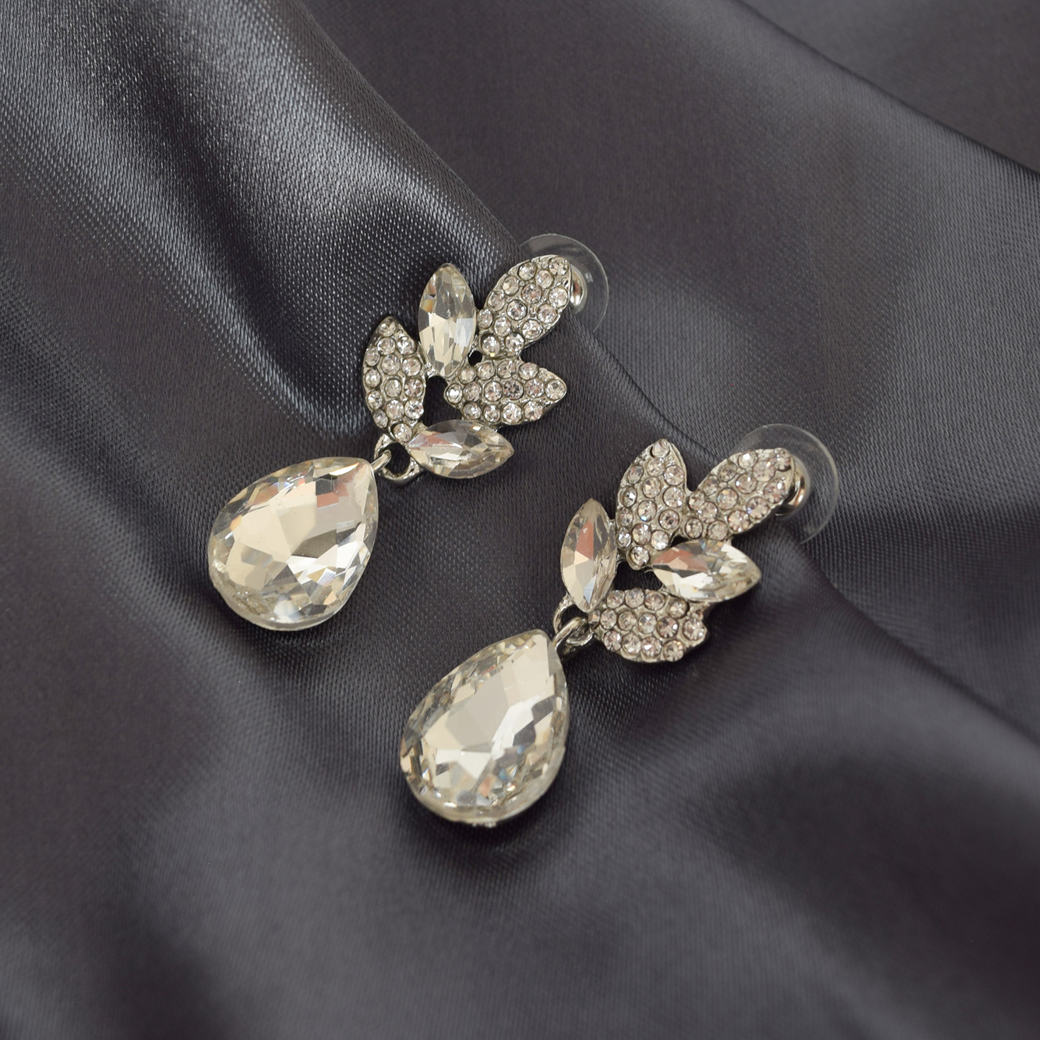 Aretes Largos Gota para Fiesta con Cristal
