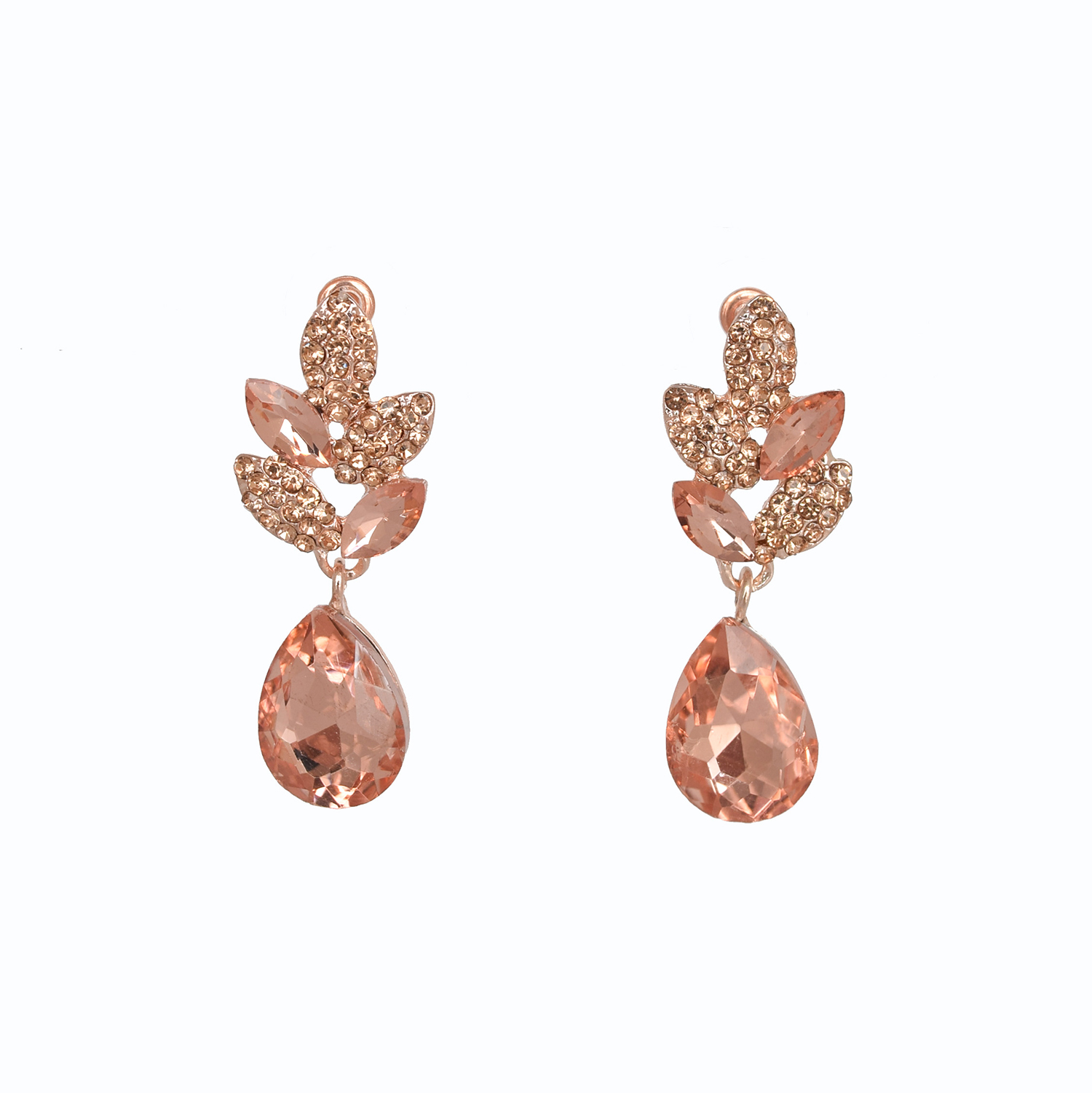 Aretes Largos Gota para Fiesta con Cristal-Rose
