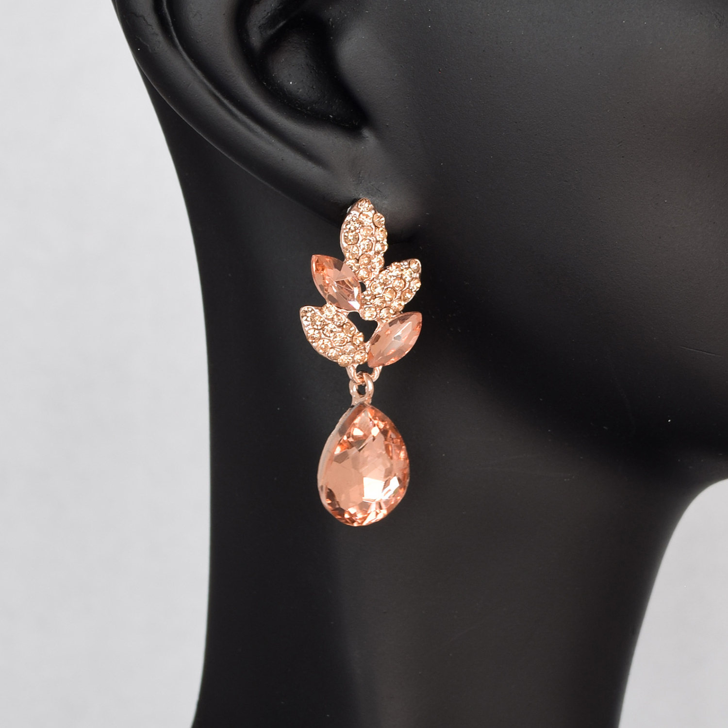 Aretes Largos Gota para Fiesta con Cristal-Rose