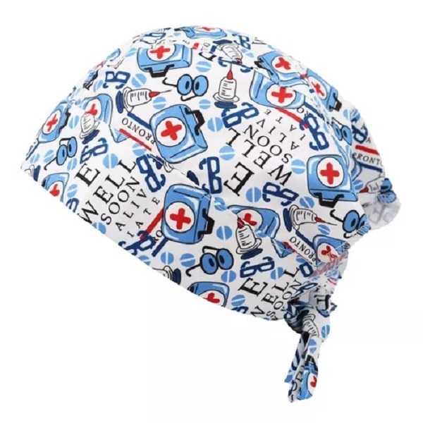 Gorro Médico Quirúrgico Tela Antifluido, Estampado color Blanco Botiquín