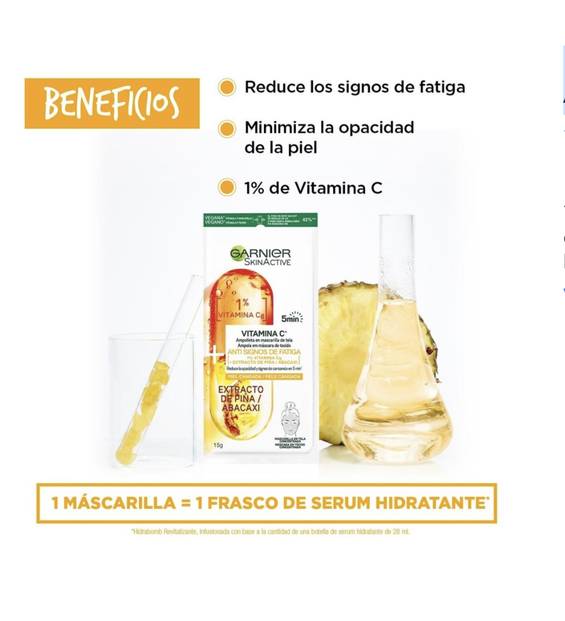 Cuidado de la piel Mascarilla de tela Garnier Skin Active para piel Normal 15g