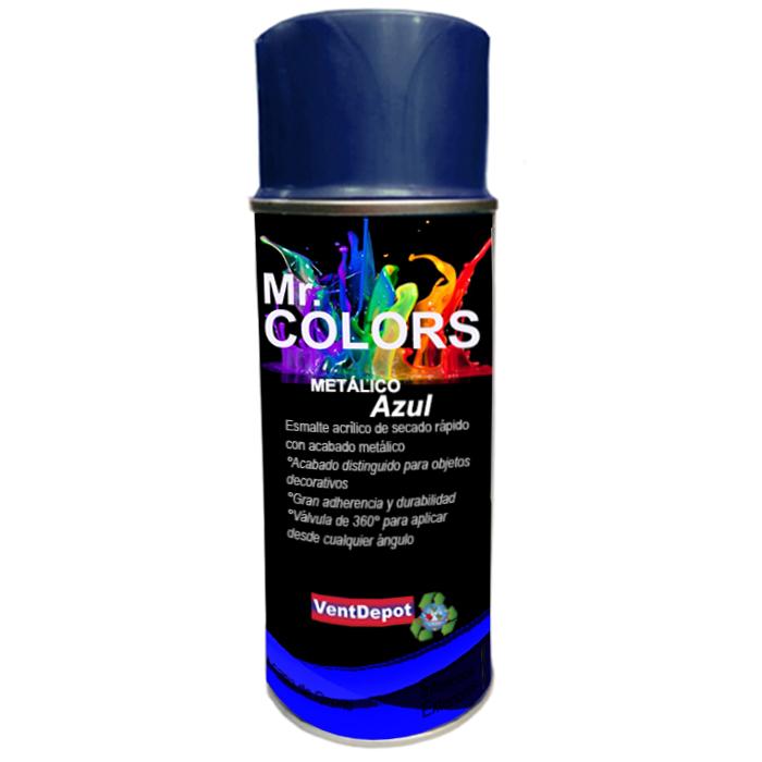 Pintura Metálica Económica MXAER-003-1 Azul Metálico Temp, Max, 60C 400ml Interiores y Exteriores Válvula 360 Secado Rápido, AeroMetal