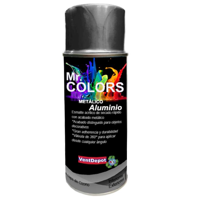 Aerosol Acabado Metálico MXAER-006-1 Aluminio Metálico Temp, Max, 60C 400ml Interiores y Exteriores Válvula 360 Secado Rápido, AeroMetal