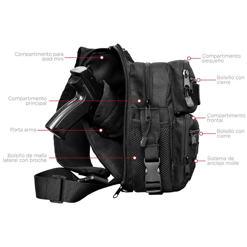 Pechera Tactica Red Baboon Modelo Rect Funda para Arma Color Negro Hombre-Mujer