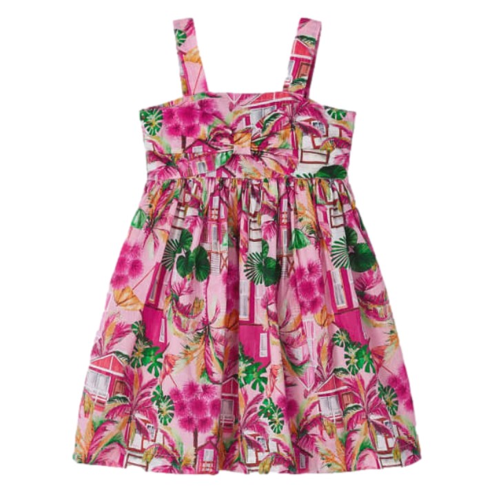 Vestido Estampado Con Diadema De Algodón Para Niña color peonía