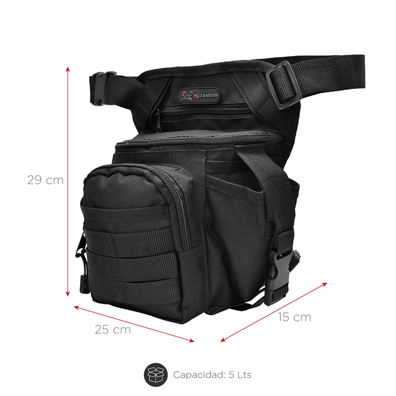 Piernera Tactica Red Baboon Blune 9 Compartimentos Color negro