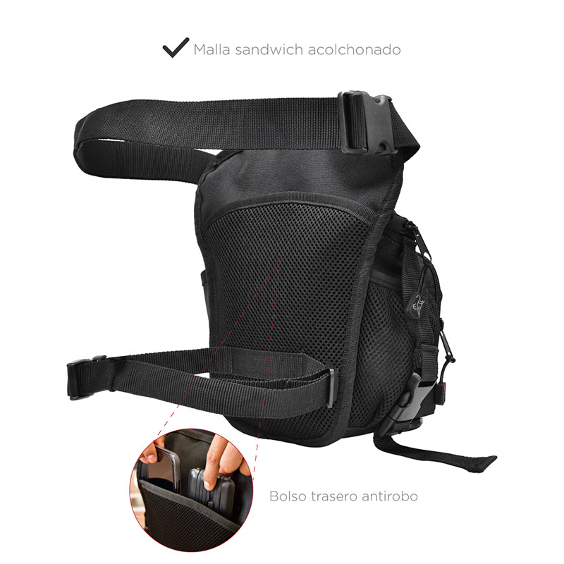 Piernera Tactica Red Baboon Blune 9 Compartimentos Color negro