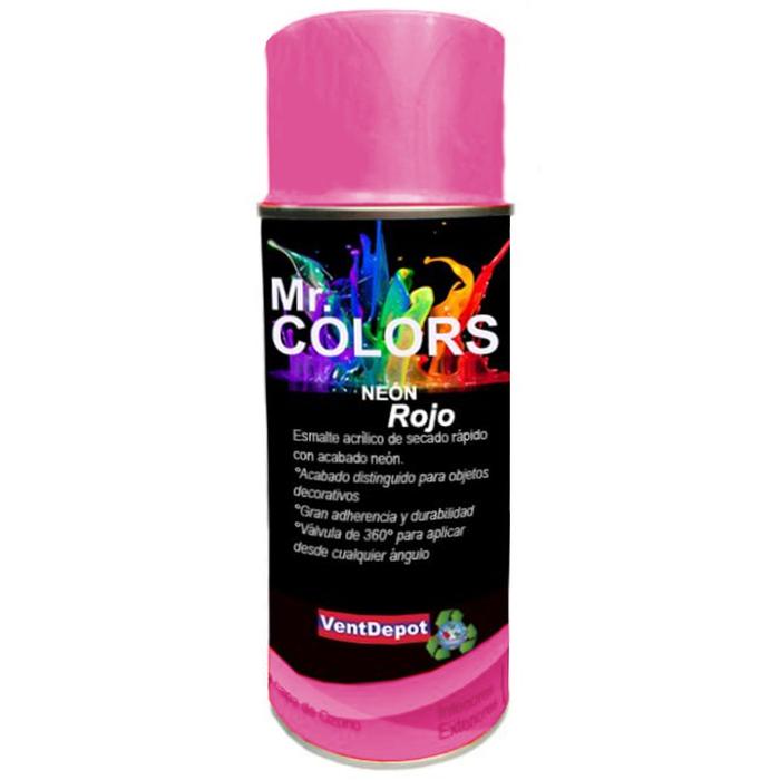 Latas de Pintura Aerosol MXNEO-002-3 Rojo Neón Temp, Max, 60C 400ml Interiores y Exteriores Válvula 360 Secado Rápido, AeroNeón