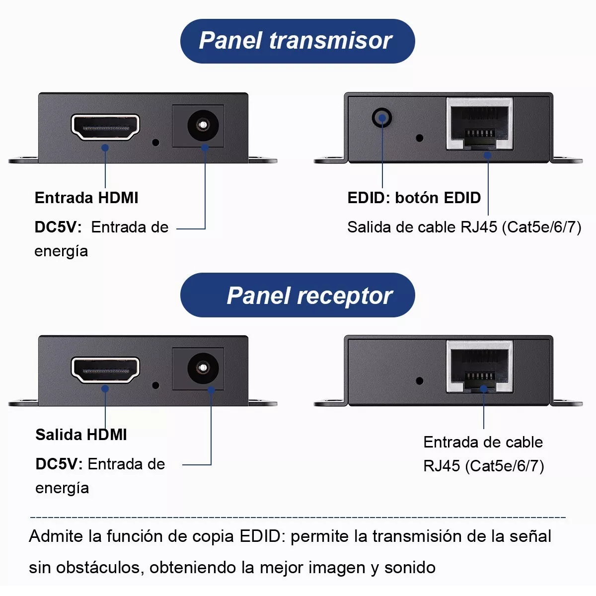 Extensor De Hdmi Adaptador Cat5e/6/7 60m Full Hd 1080p 3d