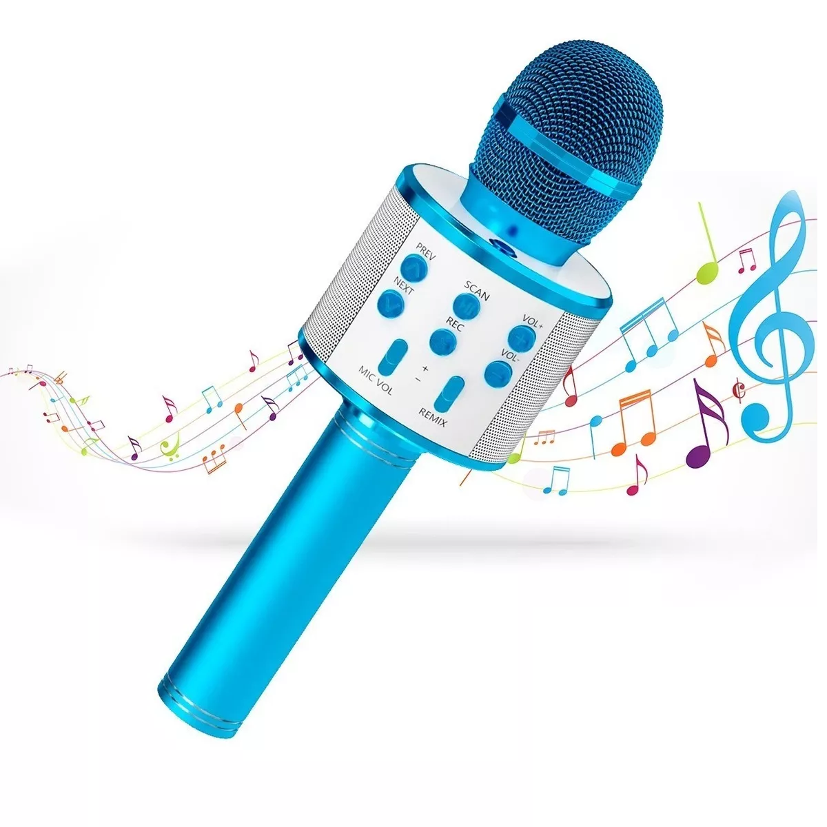 Micrófono De Karaoke Inalámbrico Con Bluetooth Y Bocina Azul