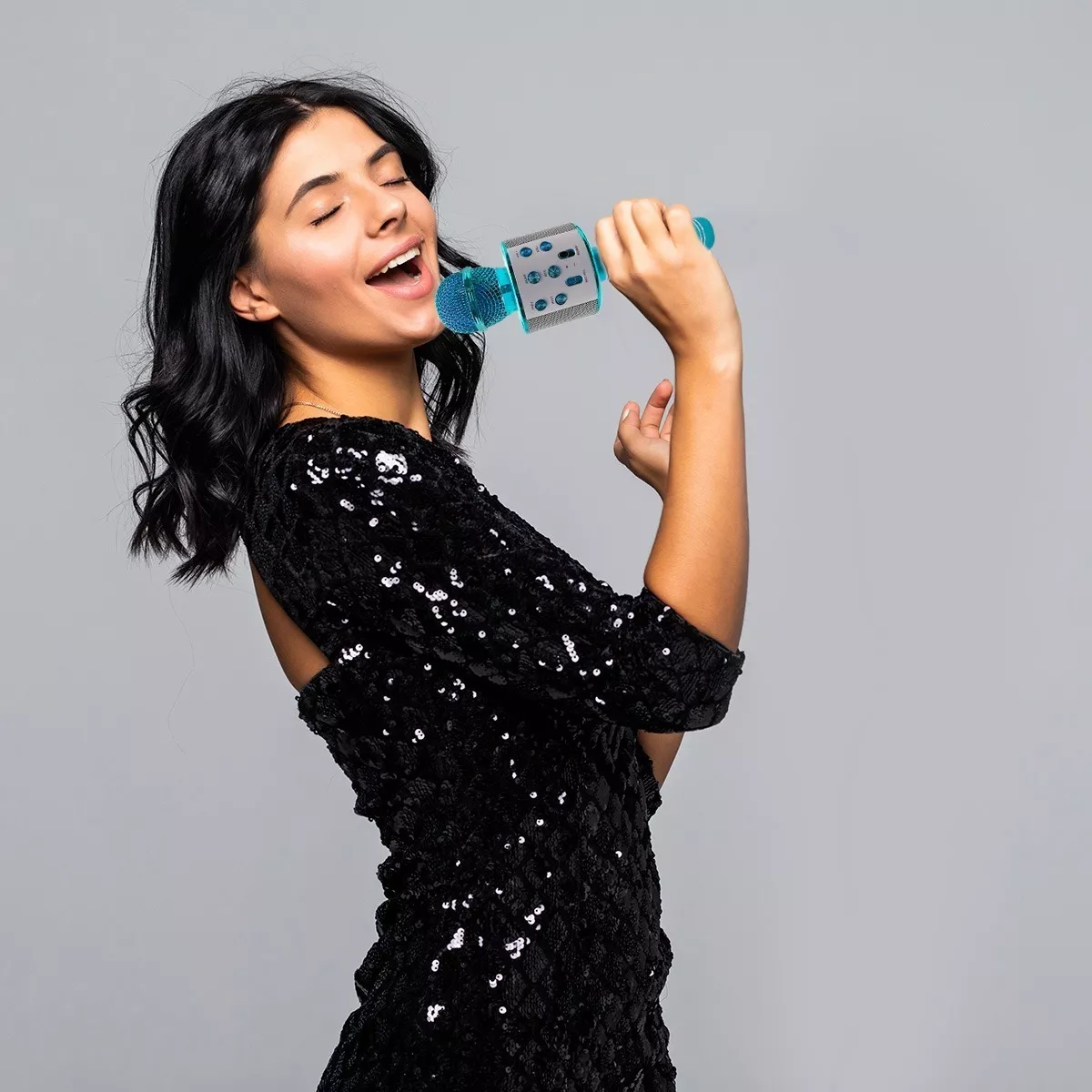 Micrófono De Karaoke Inalámbrico Con Bluetooth Y Bocina Azul