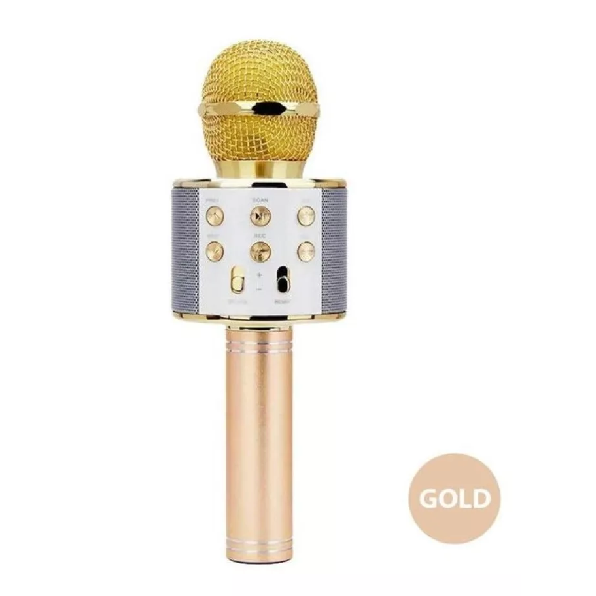 Micrófono De Karaoke Inalámbrico Con Bluetooth Y Bocina Dorado