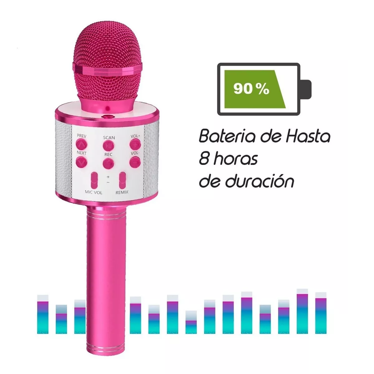 Microfono Inalambrico Rosa Micrófono De Karaoke Inalámbrico Con Bluetooth Y Bocina Rosa