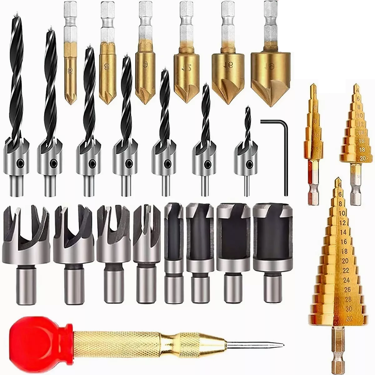 Set 26 Pzas Brocas Taladro Avellanador De Paso Redondo