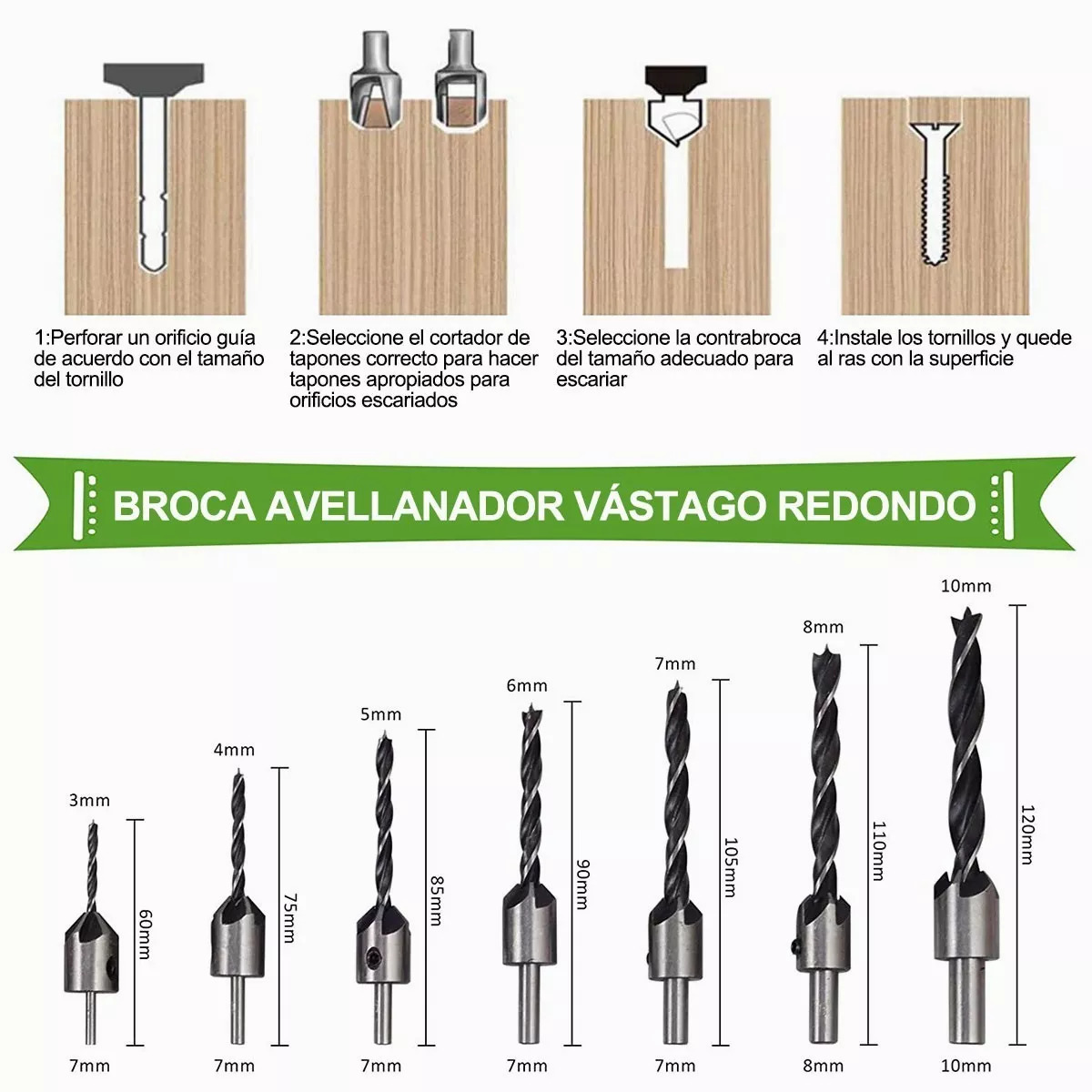 Set 26 Pzas Brocas Taladro Avellanador De Paso Redondo