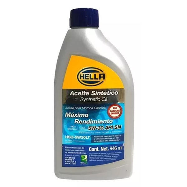 Aceite Para Motor Hella Sintético 5w-30 Para Autos, Pickups & Suvs De 1 Unidad X 946ml