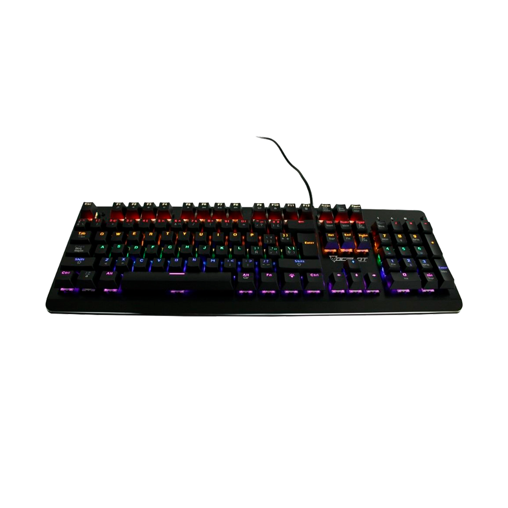 Teclado Gamer OCELOT Mecanico Metalico SWITCH Azul RGB Ajustable Plug y Play