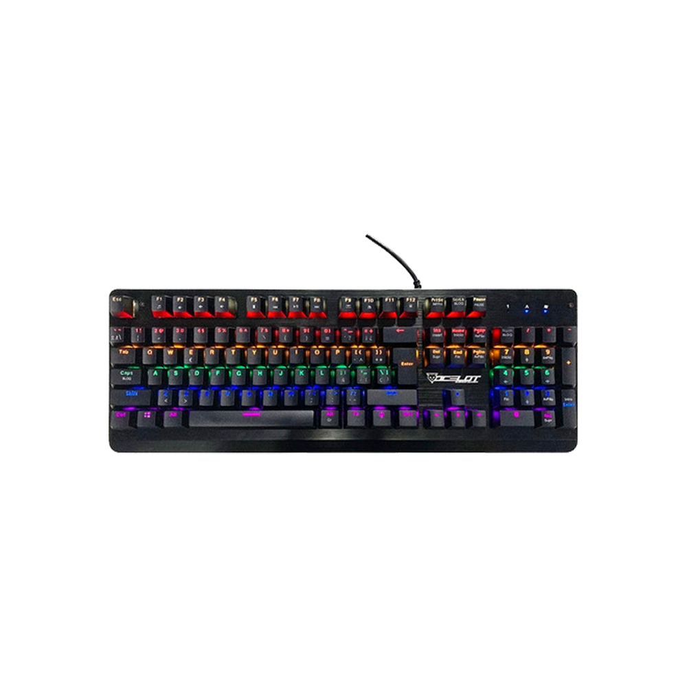 Teclado Gamer OCELOT Mecanico Metalico SWITCH Azul RGB Ajustable Plug y Play